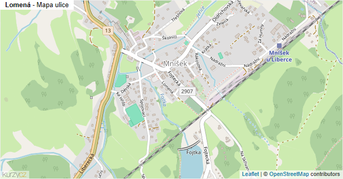 Lomená - mapa ulice