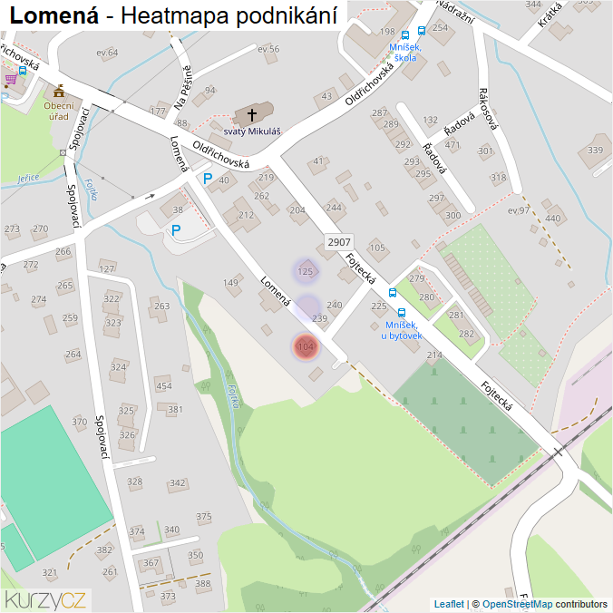 Mapa Lomená - Firmy v ulici.