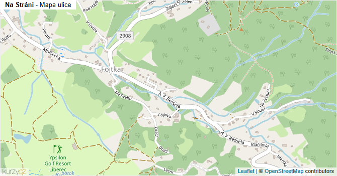 Na Stráni - mapa ulice