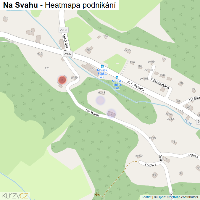 Mapa Na Svahu - Firmy v ulici.