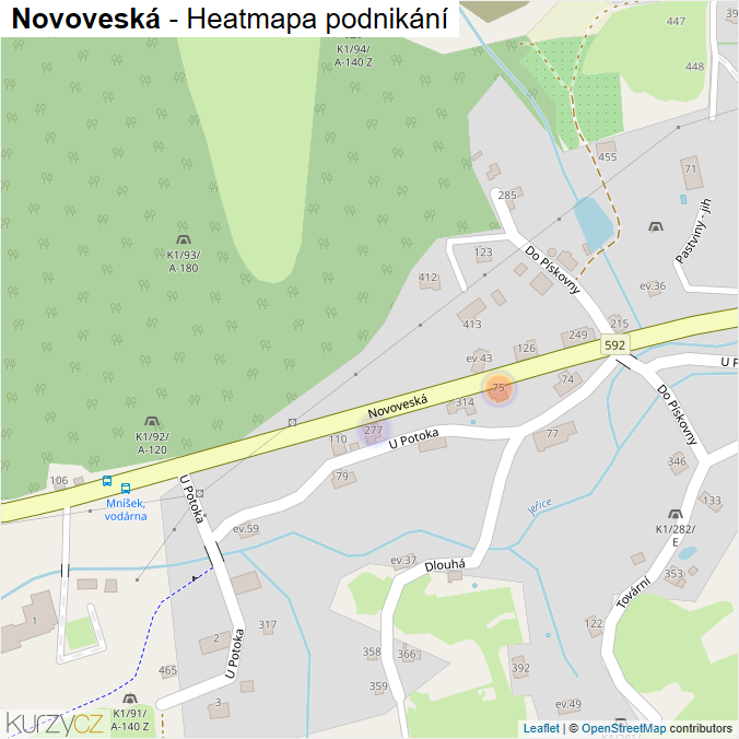 Mapa Novoveská - Firmy v ulici.