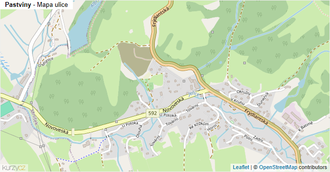 Pastviny - mapa ulice