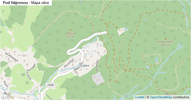 Pod Hájovnou - mapa ulice