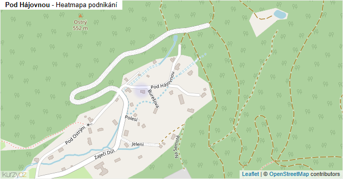Pod Hájovnou - mapa podnikání