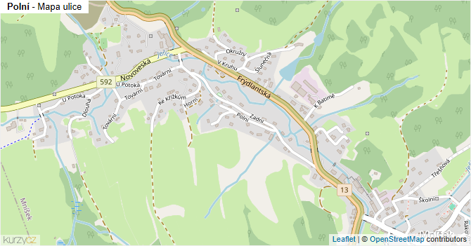 Polní - mapa ulice
