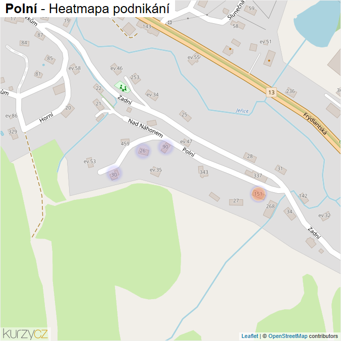 Mapa Polní - Firmy v ulici.