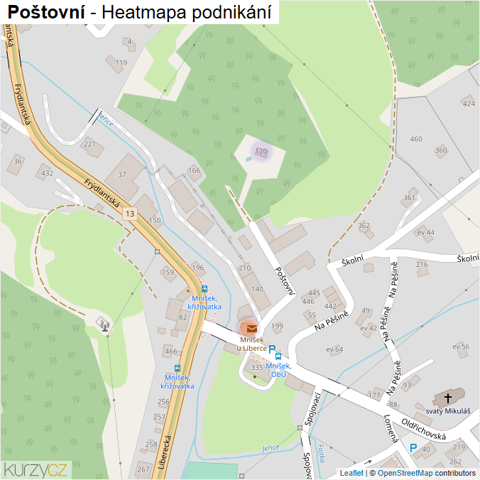 Mapa Poštovní - Firmy v ulici.