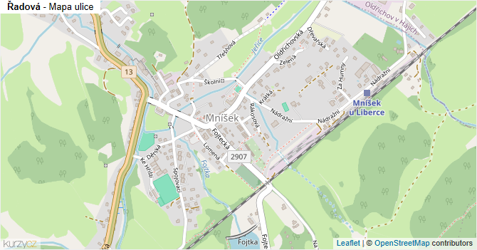 Řadová - mapa ulice