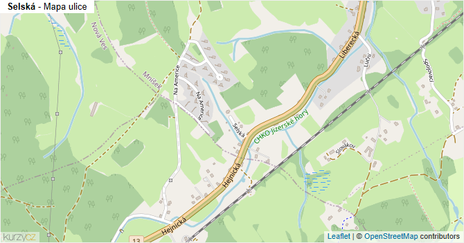 Selská - mapa ulice