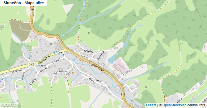 Slunečná - mapa ulice