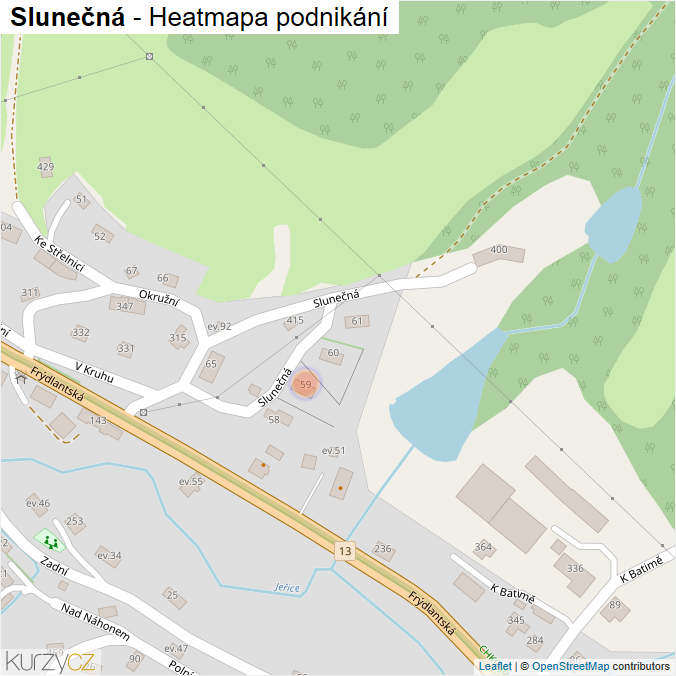 Mapa Slunečná - Firmy v ulici.