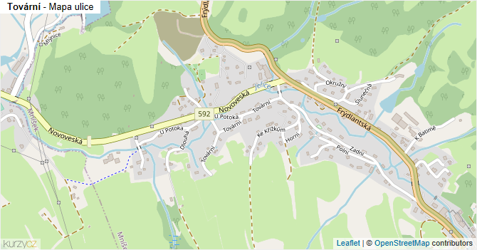 Tovární - mapa ulice