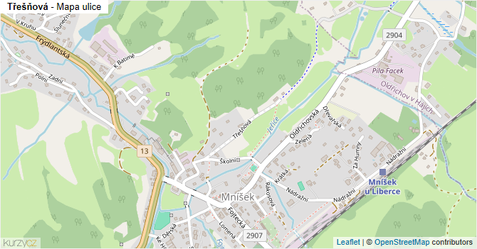Třešňová - mapa ulice