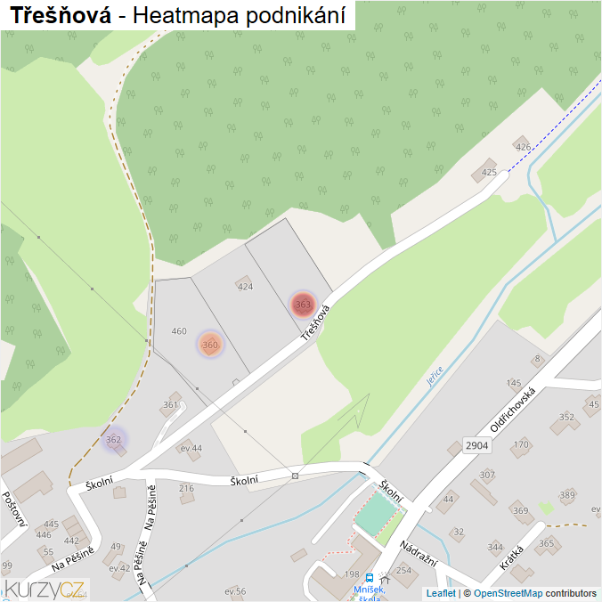 Mapa Třešňová - Firmy v ulici.