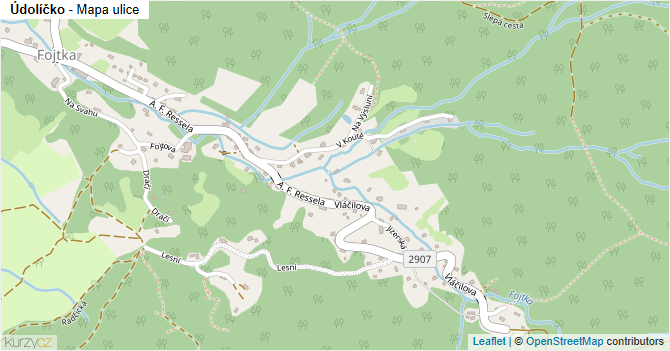 Údolíčko - mapa ulice