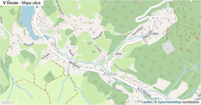 V Úvoze - mapa ulice