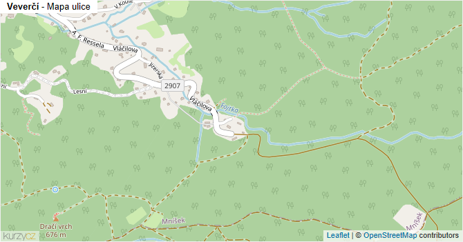 Veverčí - mapa ulice