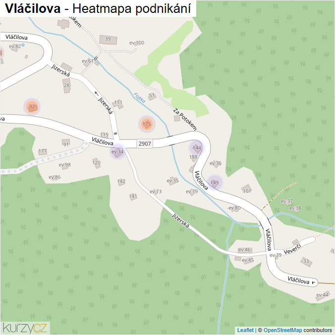 Mapa Vláčilova - Firmy v ulici.