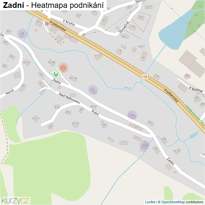 Mapa Zadní - Firmy v ulici.