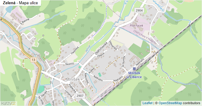 Zelená - mapa ulice