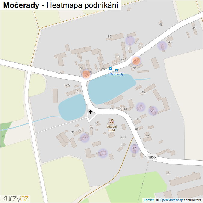 Mapa Močerady - Firmy v části obce.