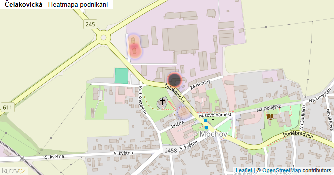 Čelakovická - mapa podnikání