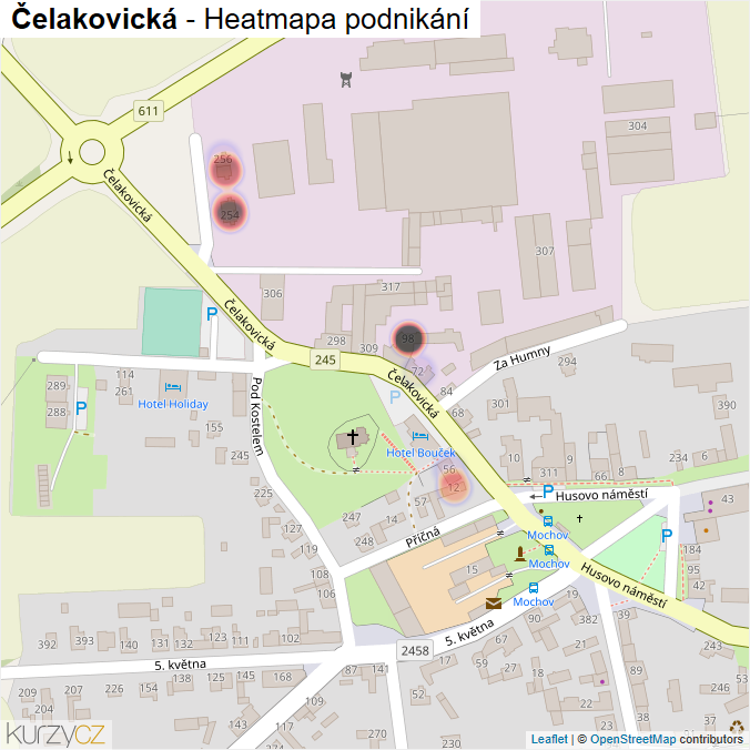 Mapa Čelakovická - Firmy v ulici.