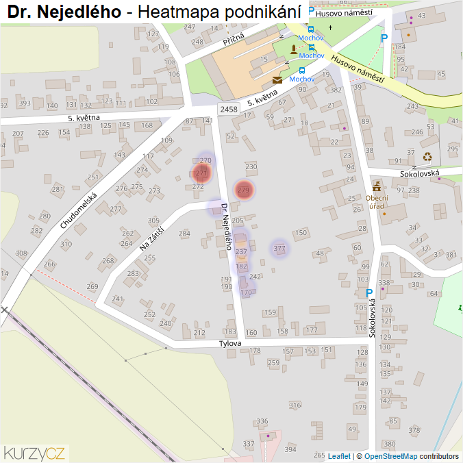 Mapa Dr. Nejedlého - Firmy v ulici.