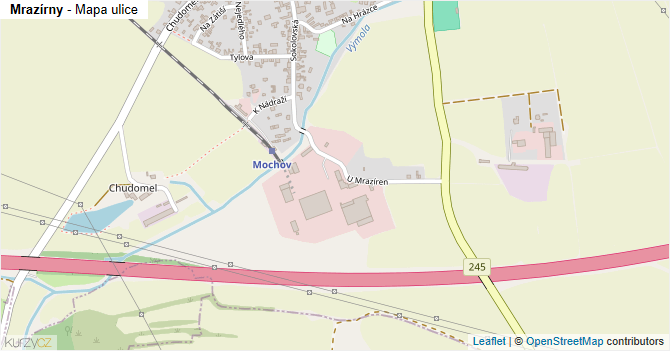 Mrazírny - mapa ulice