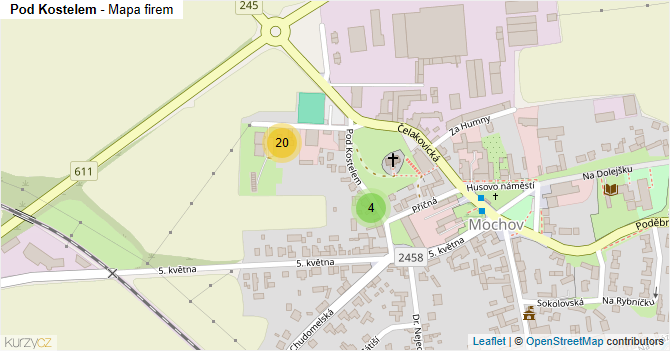 Pod Kostelem - mapa firem