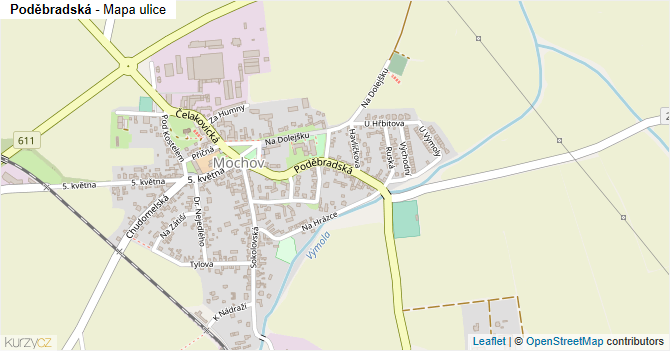 Poděbradská - mapa ulice