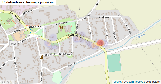 Poděbradská - mapa podnikání
