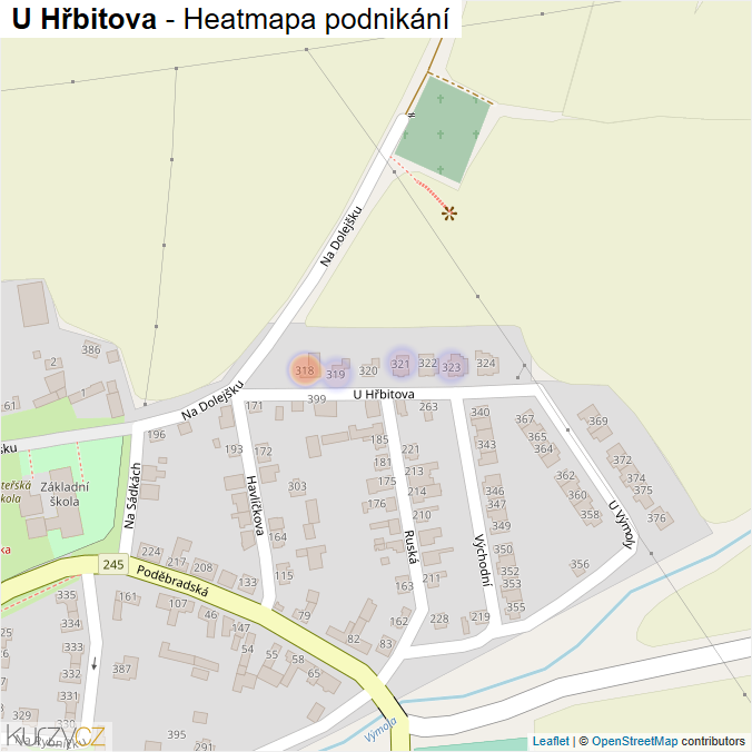 Mapa U Hřbitova - Firmy v ulici.