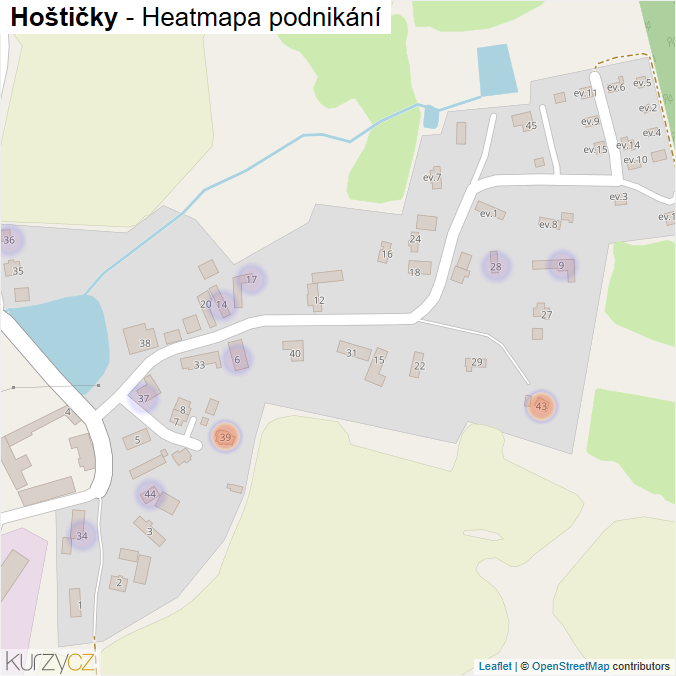 Mapa Hoštičky - Firmy v části obce.