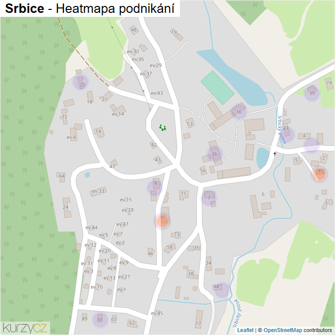 Mapa Srbice - Firmy v části obce.