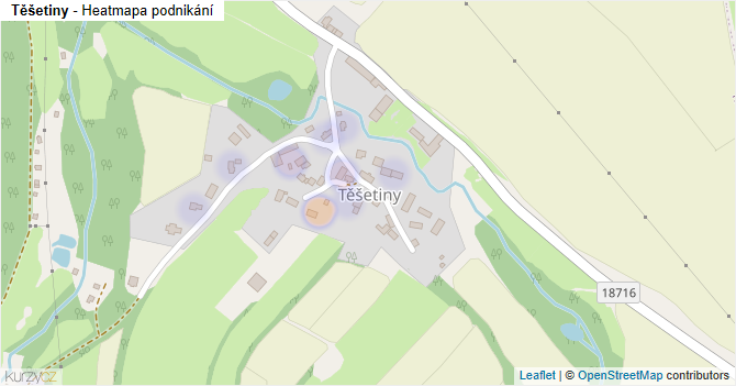 Těšetiny - mapa podnikání