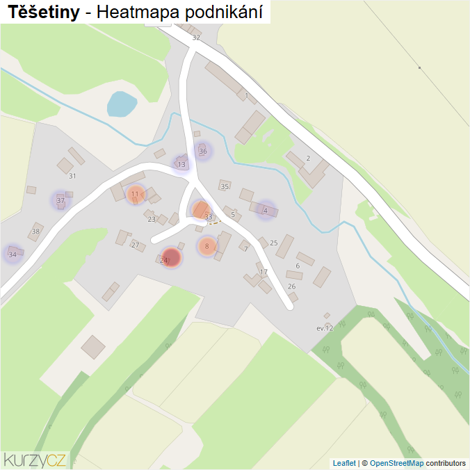 Mapa Těšetiny - Firmy v části obce.