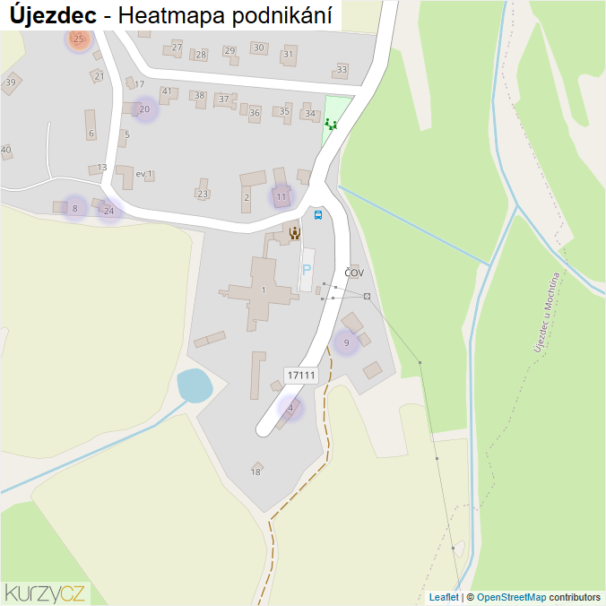 Mapa Újezdec - Firmy v části obce.