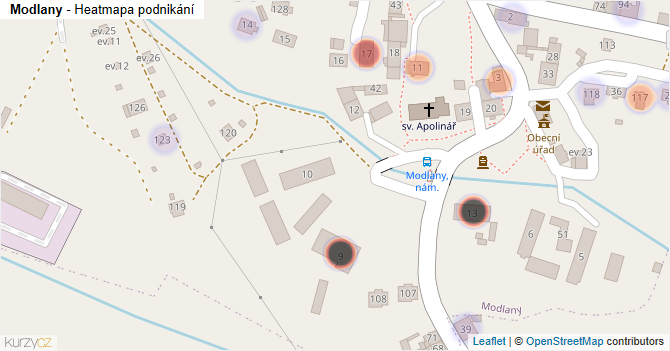 Modlany - mapa podnikání