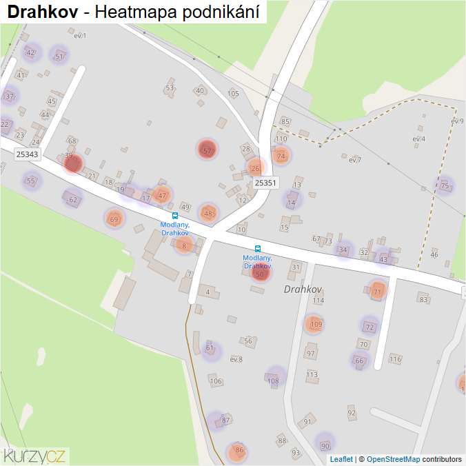 Mapa Drahkov - Firmy v části obce.