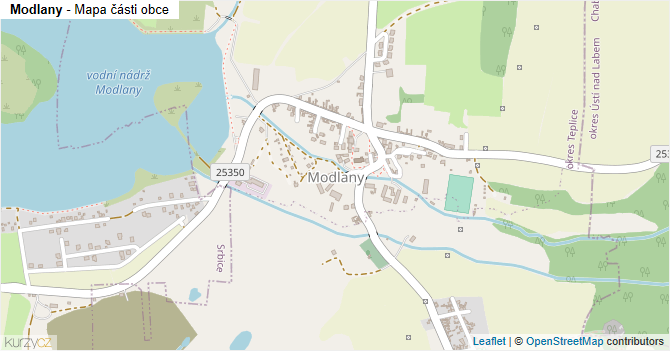 Modlany - mapa části obce