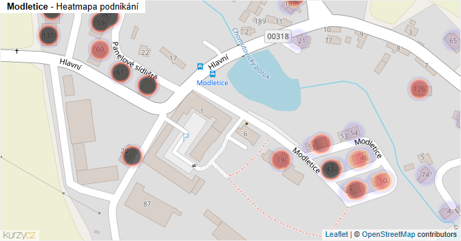 Modletice - mapa podnikání