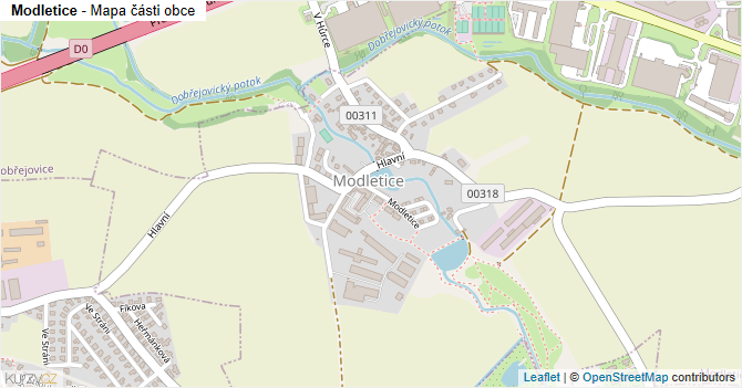 Modletice - mapa části obce