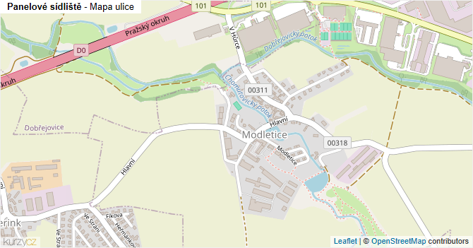Panelové sídliště - mapa ulice