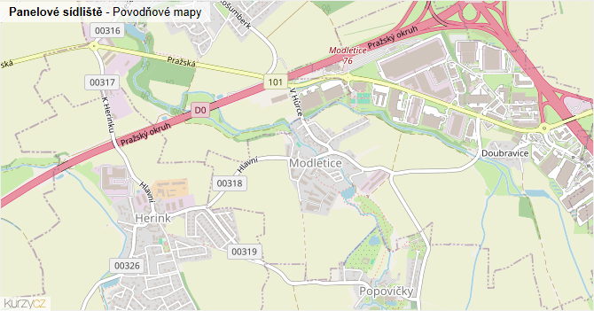 Panelové sídliště - záplavové mapy stoleté vody
