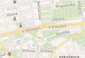 V Olšinách v obci Modletice - mapa ulice