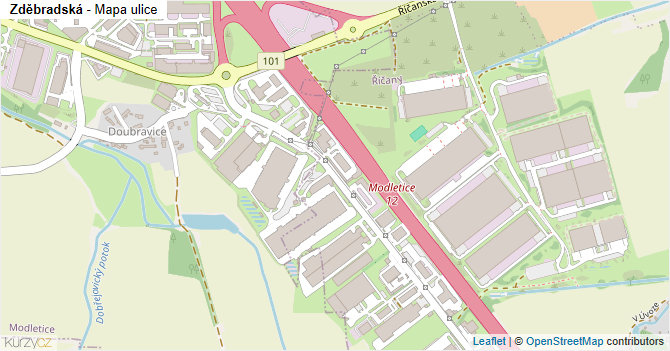 Zděbradská - mapa ulice