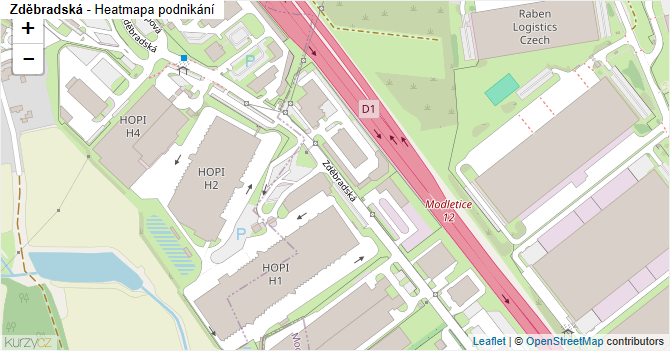 Zděbradská - mapa podnikání