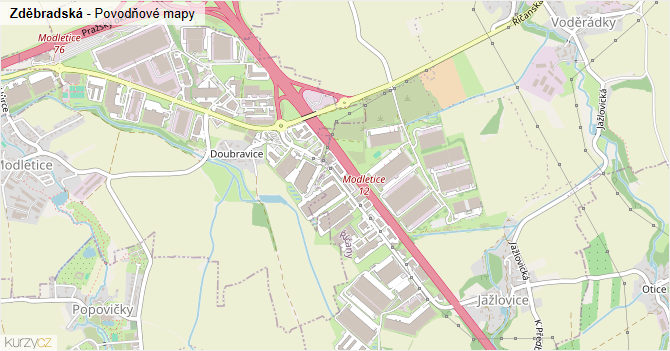 Zděbradská - záplavové mapy stoleté vody