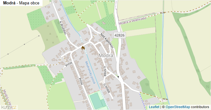 Modrá - mapa obce